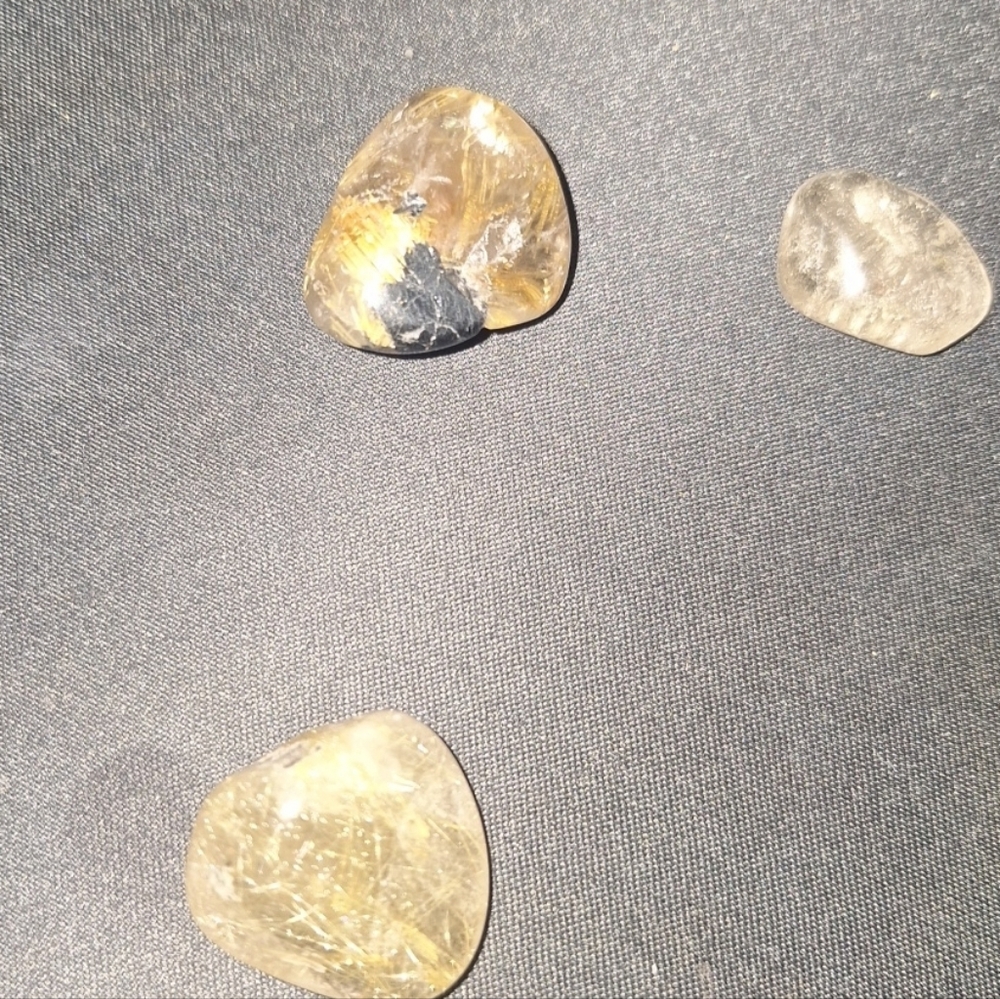 3 Mini Rutilated Quartz Tumbles - Picture 6 of 12